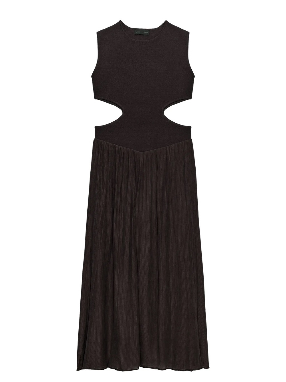 Zara Dark Brown Sleeveless Cutout Maxi Dress